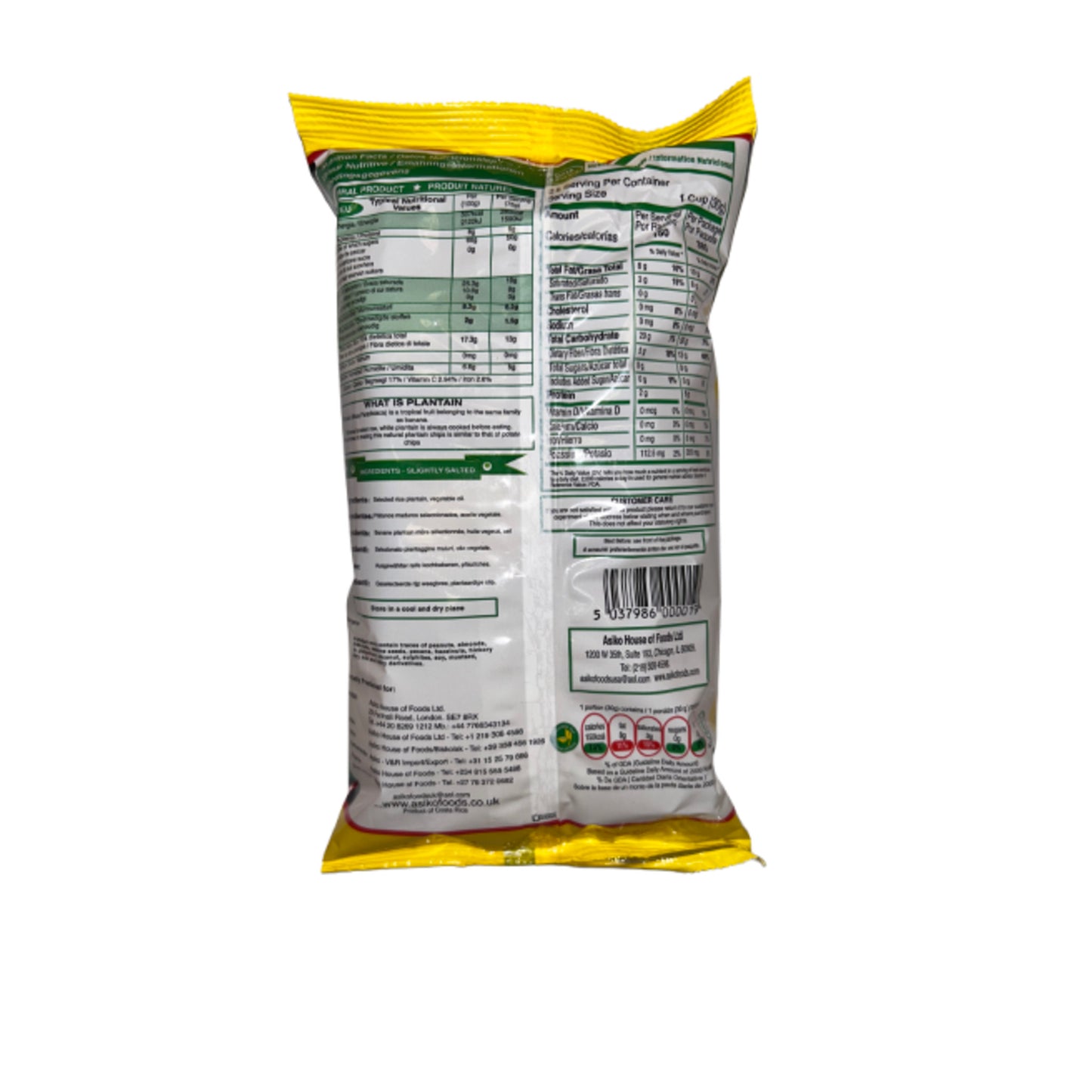 Asiko Exotic Crisps Ripe Plantain – Naturally Sweet Unsalted 75g