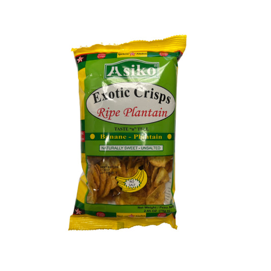 Asiko Exotic Crisps Ripe Plantain – Naturally Sweet Unsalted 75g